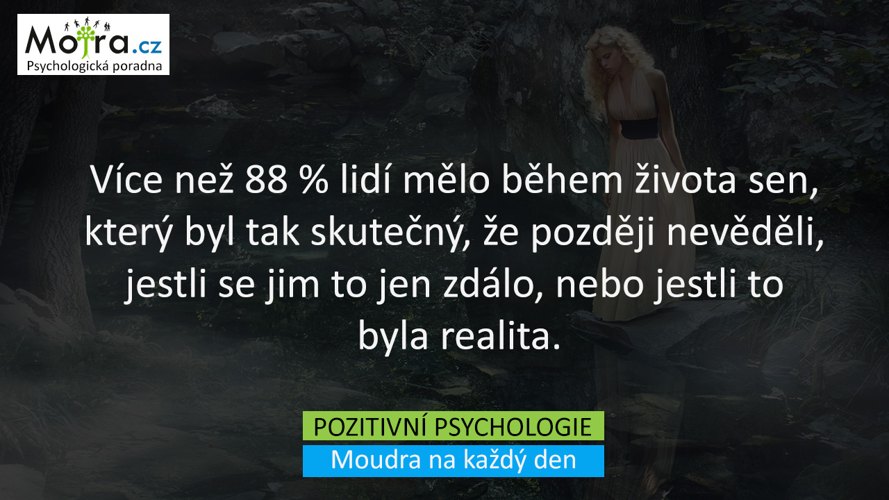 Více než 88 % lidí mělo během života sen, který byl tak skutečný, že později nevěděli, jestli se jim to jen zdálo, nebo jestli to byla realita.