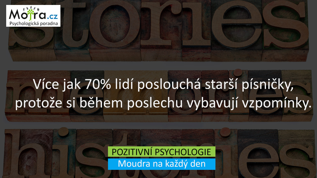 Více jak 70% lidí poslouchá starší písničky, protože si během poslechu vybavují vzpomínky.