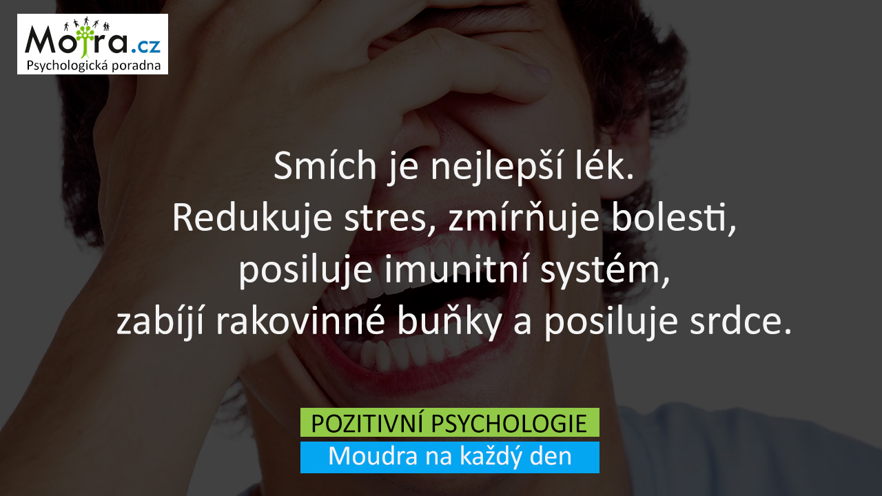 Smích je nejlepší lék. Redukuje stres, zmírňuje bolesti, posiluje imunitní systém, zabíjí rakovinné buňky a posiluje srdce.