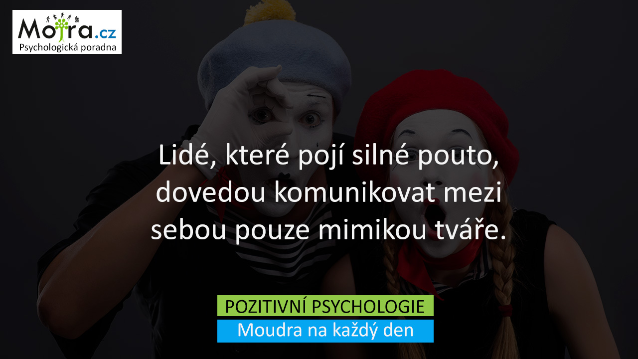 Lide, které pojí silné pouto, dovedou komunikovat mezi sebou pouze mimikou tváře.